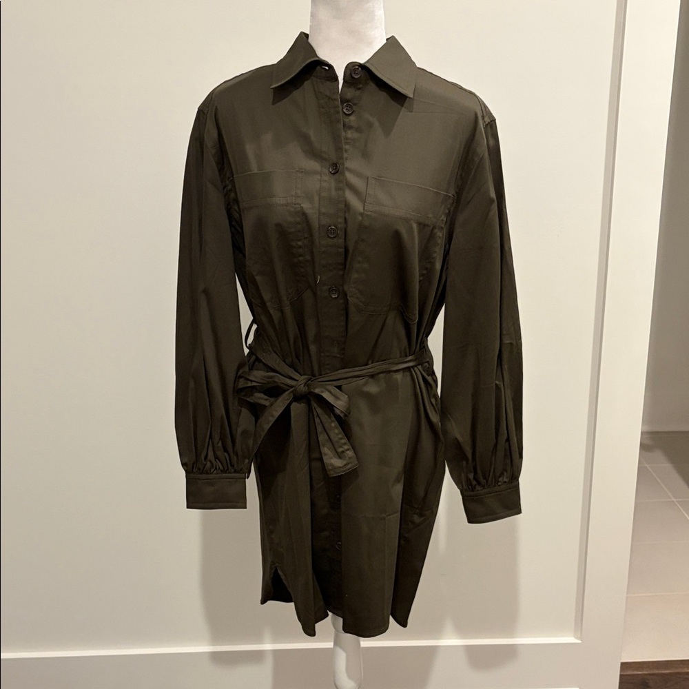 NWT Banana Republic Factory Olive Green Shirtdress Sz M